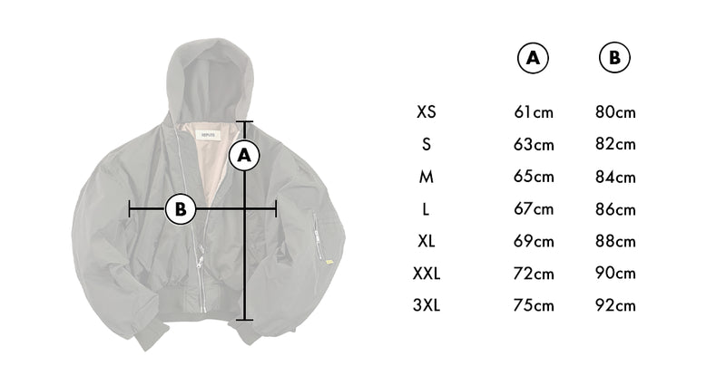 Size Guide — Reversible Cropped Bomber Jacket