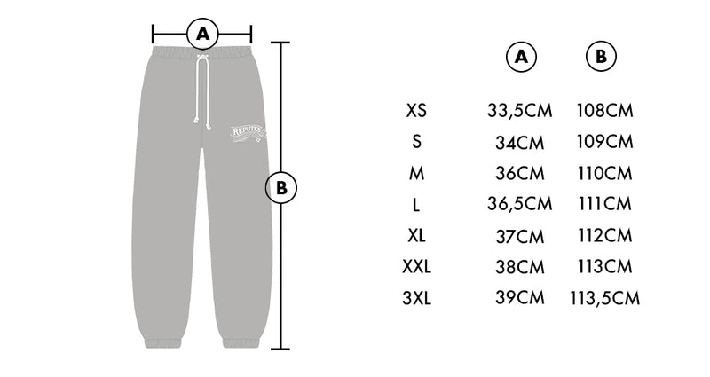 Size Guide — REPUTE CHOPPERS SWEATPANTS