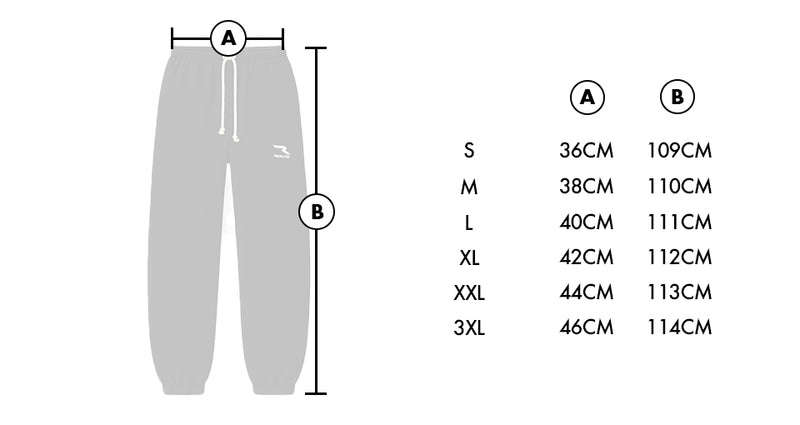 Size Guide — BALLOON CUFFED SWEATPANTS