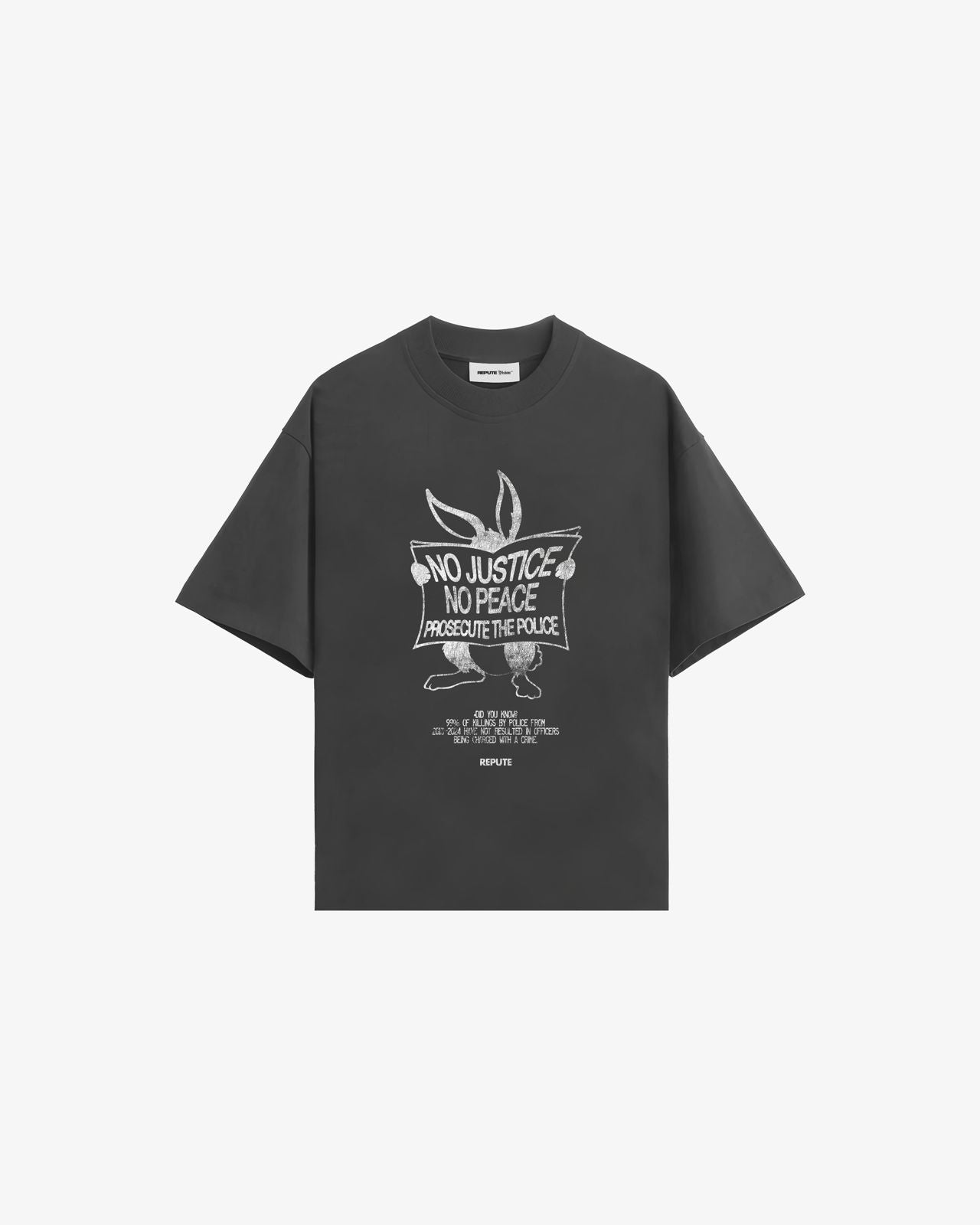 NO JUSTICE - REVERSE WASHED TEE