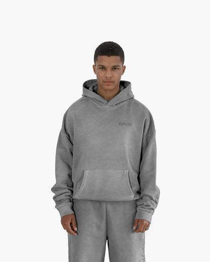REPUTE GREY BASIC HOODIE - reputevision.com