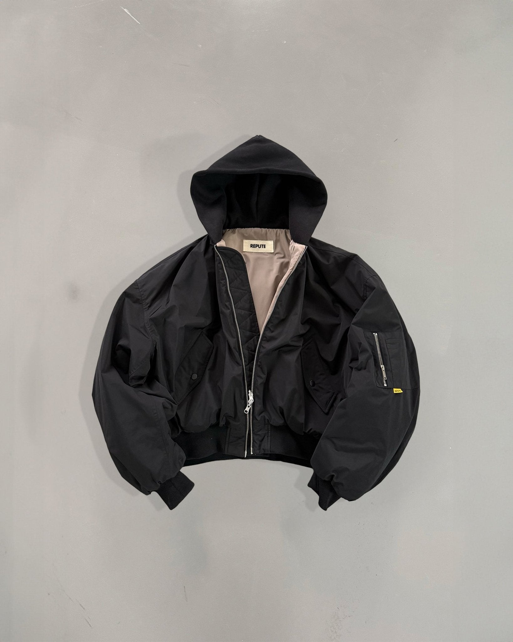 Reversible Cropped Bomber Jacket - Black | REPUTE® – reputevision.com