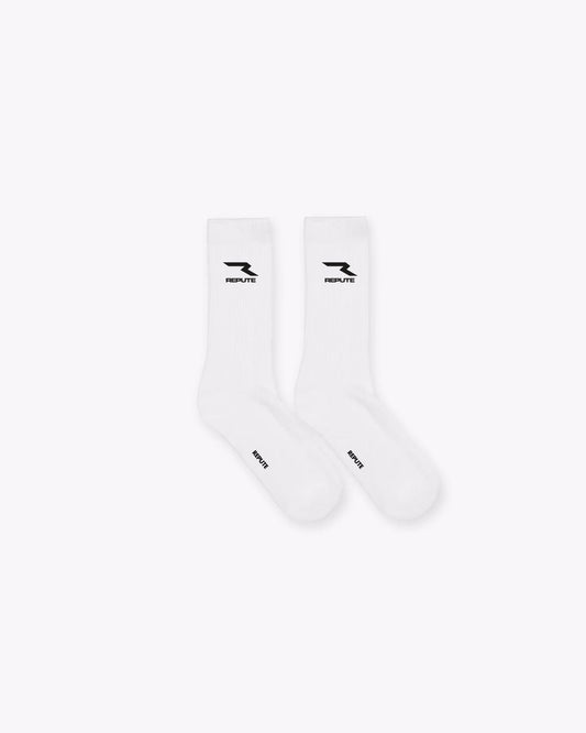 WHITE R LOGO SOCKS - reputevision.com